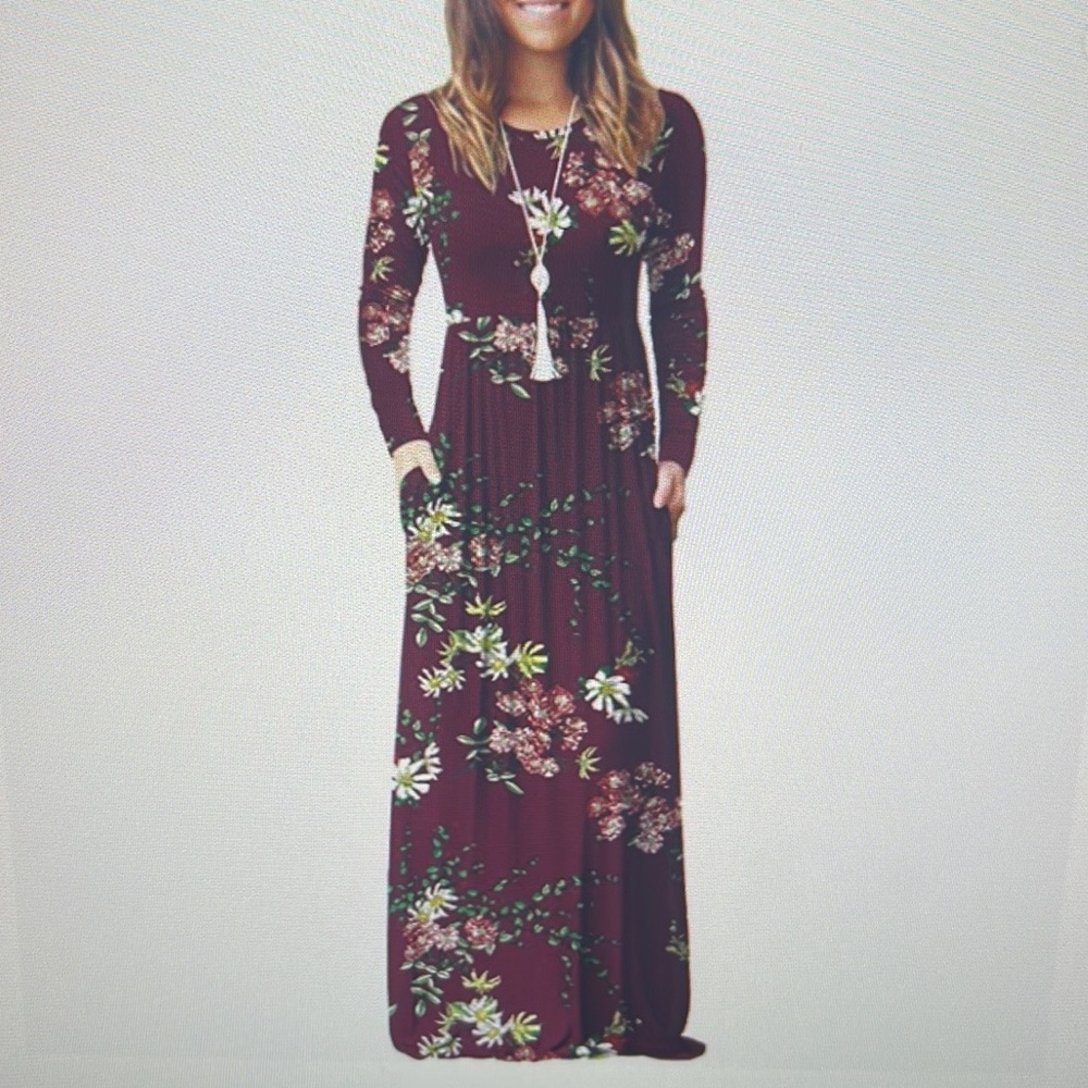 Women’s Long Sleeve Maxi Dress WITH POCKETS!
